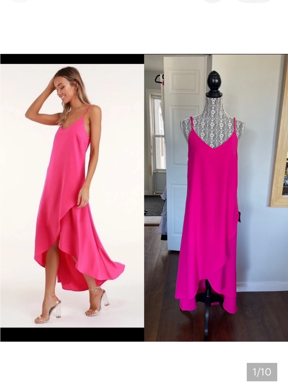 NWT Lulus Hot Pink Sweet Surprise Wrap High Low Dress. Medium.